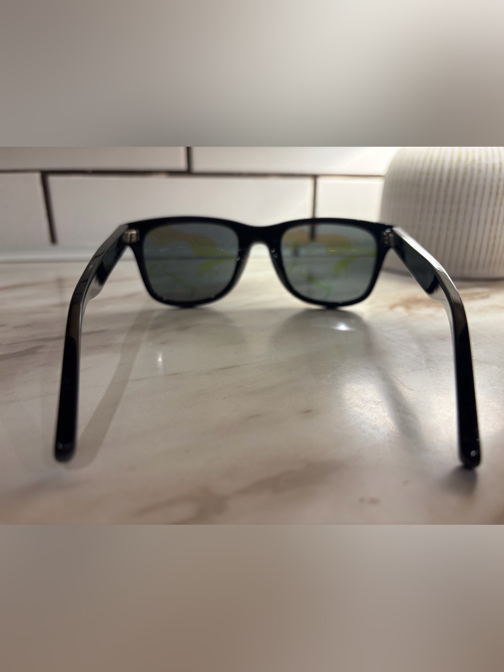 Saint Laurent Black Frame Sunglasses with Purple Mirrored Lenses - Picture 12 of 12